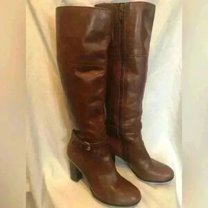 Marc Fisher Brown Leather Heeled Knee high Boots sz6.5